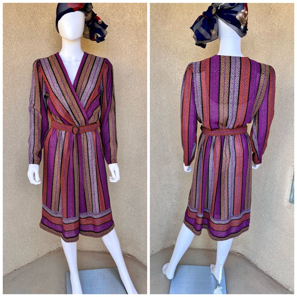 Retro Chevron Stripes - 70s Vibe Shirt Dress